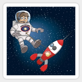 Space explorer illustration “The astronaut and his spaceship” Sticker